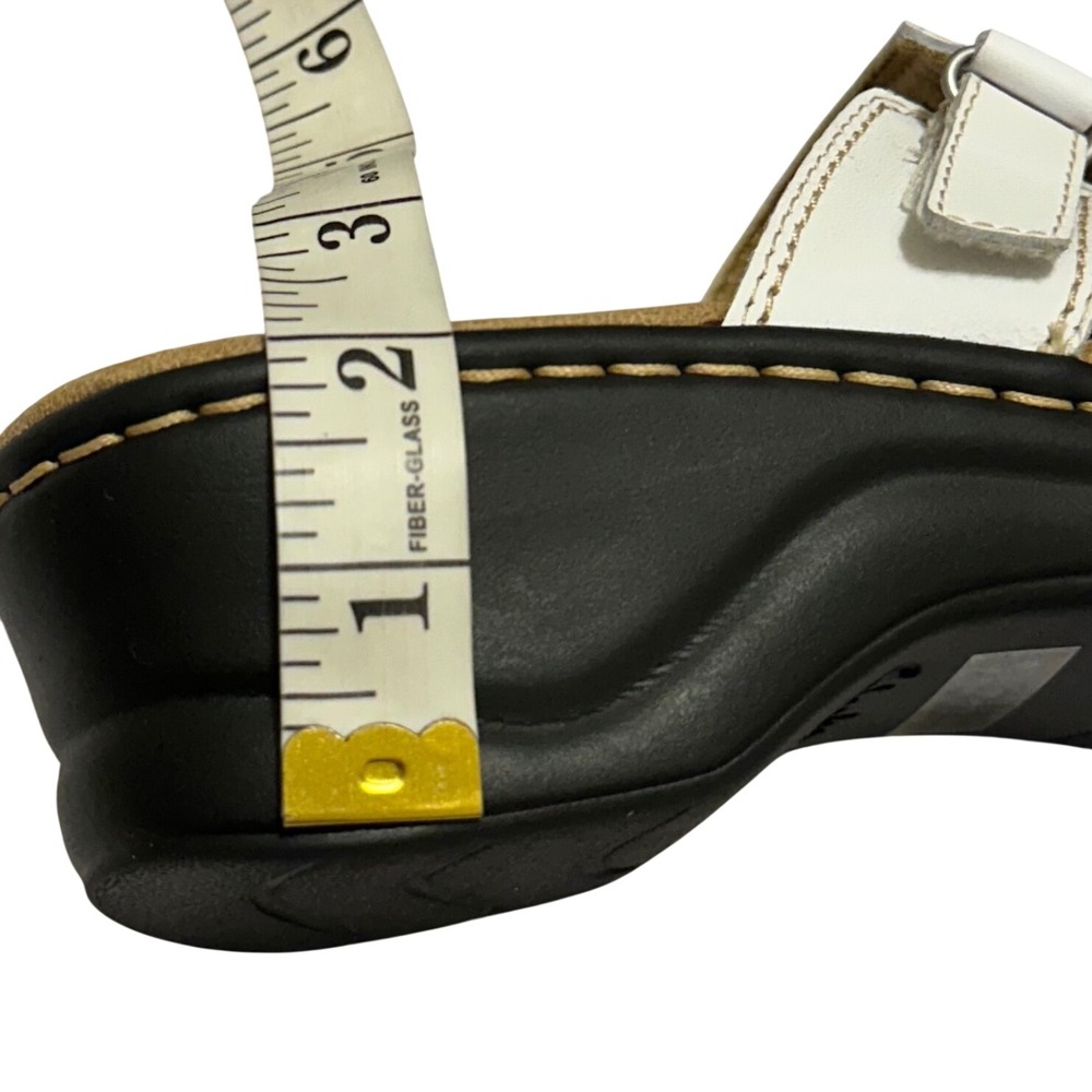 Clarks Bendables Womens White Leather Slide Sandals Wedge 37404 Size 8M - Picture 8 of 8